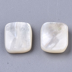 White Natural White Shell Mother of Pearl Shell Cabochons, Rectangle, White, 9x8x3mm