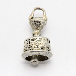 Antique Silver Tibetan Brass Pendants, Dorje Vajra with Bell for Buddha Jewelry, Antique Silver, 19x10mm, Hole: 3mm