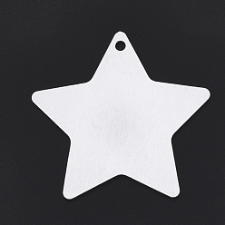 Argent Pendentifs en aluminium, pendentifs découpés au laser, étoiles, couleur argent plaqué, 46.5x48.5x1mm, Trou: 3mm