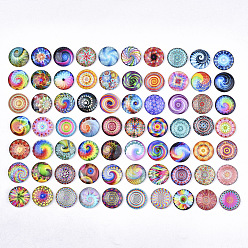 Mixed Color Flatback Glass Cabochons for DIY Projects, Dome/Half Round with Mixed Patterns, Mixed Color, 25x6mm