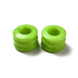 Pelouse Verte Perles acryliques opaques, colonne rainurée, pelouse verte, 7x5mm, Trou: 3mm, environ3600 pcs / 500 g