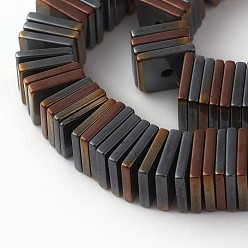 Copper Plated Electroplated Non-magnetic Synthetic Hematite Beads Strands, Half Plated, Square Heishi Beads, Thin Slice Beads, Copper Plated, 6x6x1mm, Hole: 0.8mm, about 381pcs/strand, 14.96 inch(38cm)