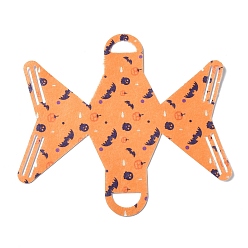 Sandy Brown Halloween Theme Non-woven Fabric Gift Bags with Handle, Candy Bags, Trapezoid with Pumpkin & Bat Pattern, Sandy Brown, 12.4x6.5x12.5cm