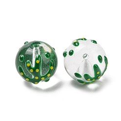 Green Handmade Glass Enamel Beads Strands, Round, Green, 13x12mm, Hole: 1.2mm, about 30pcs/strand