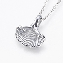 Stainless Steel Color 304 Stainless Steel Pendant  Necklaces, Ginkgo Leaf, Stainless Steel Color, 18.03 inch(45.8cm), 1.5mm