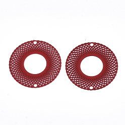 Roja 430 conectores de eslabones de acero inoxidable, aerosol pintado, adornos de metal grabados, buñuelo, rojo, 20x0.3 mm, agujero: 1.2 mm