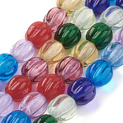 Color mezclado Hilos de abalorios de murano hechos a mano, linterna, color mezclado, 11~11.5x11~12 mm, agujero: 1.8 mm, sobre 30 unidades / cadena, 12 pulgada (30.5 cm)