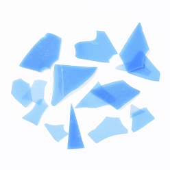 Light Sky Blue COE 90 Fusible Confetti Glass Chips, for DIY Creative Fused Glass Art Pieces, Light Sky Blue, 5.5~62.5x2.5~35x0.1~1.5mm
