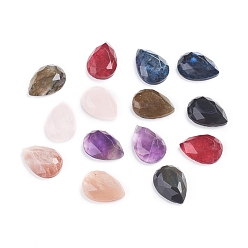 Mixed Stone Natural Mixed Gemstone Cabochons, Teardrop, Faceted, 14x10x4.5mm