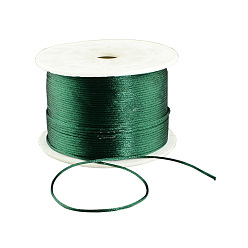 Vert Foncé Fil de nylon ronde, corde de satin de rattail, pour création de noeud chinois, vert foncé, 1mm, 100 yards / rouleau