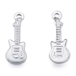 Stainless Steel Color 201 Stainless Steel Pendants, Guitar, Stainless Steel Color, 25.5x9x2mm, Hole: 1.6mm