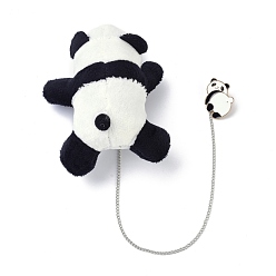 Black Cartoon Panda Enamel Pin, Panda Non Woven Fabric Brooch with Safety Chain, Black, 340mm