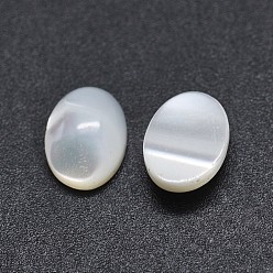 White Shell Cabochons, Oval, White, 8x6x2~4mm