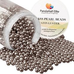 Coconut Brown Pearlized Eco-Friendly Dyed Glass Pearl Round Bead, Coconut Brown, 4~4.5mm, Hole: 0.7~1.1mm, about 1000pcs/box