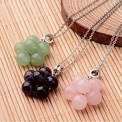 Mixed Stone Flower Natural Gemstone Pendant Necklaces, with Brass Cable Chains, 18.11 inch