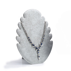 Argent Présentoirs de collier de velours en forme de feu, support organisateur de bijoux pour le stockage de collier, peut contenir jusqu'à 5 colliers, argenterie, 20x28 cm