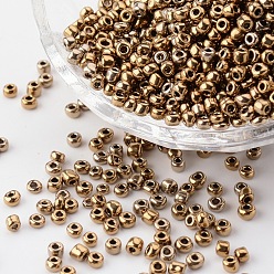 Sienna 8/0 Glass Seed Beads, Metallic Colours, Sienna, about 3mm in diameter, hole: 0.8mm, about 10000pcs/bag