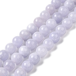 Lilac Natural Dyed Jade Beads Strands, Round, Lilac, 10~10.5mm in diameter, Hole: 1mm, about 37pcs/strand, 14.76''~14.80''(37.5~37.6cm)