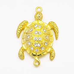 Oro Cierres magnéticos de aleación de diamantes de imitación con bucles, tortugas marinas, dorado, 37x25x8 mm, agujero: 2 mm