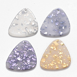 Mixed Color Cellulose Acetate(Resin) Pendants, Triangle, Mixed Color, 27x27x2.5mm, Hole: 1.5mm