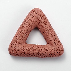 Salmon Synthetic Lava Rock Big Triangle Pendants, Dyed, Salmon, 51x56x11mm, Hole: 18x20mm