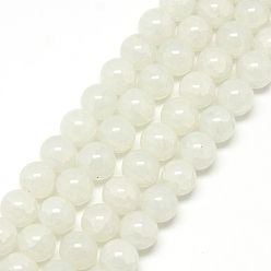 Marfil Hornear pintado hebras de perlas de vidrio craquelado, rondo, blanco cremoso, 4 mm, agujero: 1.1~1.3 mm, sobre 200 unidades / cadena, 31.4 pulgada