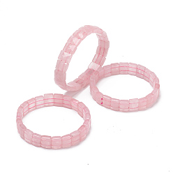 Rose Quartz Natural Rose Quartz Gemstone Stretch Bracelets, Faceted, Rectangle, 2-3/8 inch(6cm)