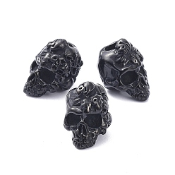 Electrophoresis Black 304 Stainless Steel Beads, Skull, Electrophoresis Black, 15x11x11.5mm, Hole: 4mm