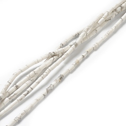 Howlite Chapelets de perles howlite naturelles , colonne, 4.3~5.6x2.3~2.5mm, Trou: 0.9mm, Environ 82~86 pcs/chapelet, 14.96~17.71 pouce (38~45 cm)