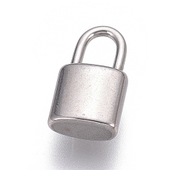 Stainless Steel Color 304 Stainless Steel Pendants, Padlock, Stainless Steel Color, 11x6x3mm, Hole: 4x2.5mm