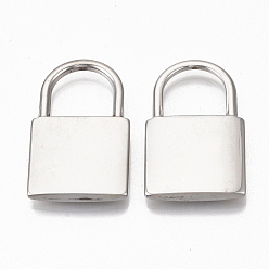 Stainless Steel Color 304 Stainless Steel Pendants, Padlock, Stainless Steel Color, 38x23x4.5mm, Hole: 14x14.5mm