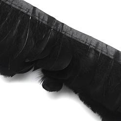 Noir Plumes de mode accessoires de costumes brin de tissu, noir, 70~90x21~35 mm, environ 5 m / sac