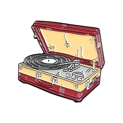 Musical Instruments Music Theme Enamel Pins, Alloy Brooch, Vinyl Record Player, Packaging: 60x40mm