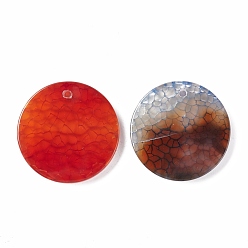 Crackle Agate Natural Crackle Agate Pendants, Dyed & Heated, Flat Round, 28.5~31x3.5~5.5mm, Hole: 1.4~2.5mm