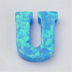 Letter U Charmes en opale synthétique, letter.u, 9.5x8x2.5mm, Trou: 0.8mm