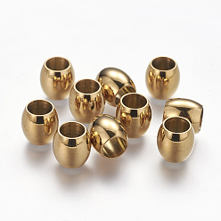 Golden Smooth 304 Stainless Steel Beads, Ion Plating (IP), Golden, 11x10mm, Hole: 6mm