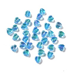 Bleu Ciel Foncé Perles en plastique transparentes écologiques, ab de couleur, cœur, bleu profond du ciel, 6x6x3mm, Trou: 1.2mm, environ8300 pcs / 500 g