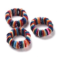 Разноцветный Эластичный браслет из бисера в форме полумесяца из натуральных ракушек, летние пляжные украшения для женщин, красочный, внутренний диаметр: 2-1/8 дюйм (5.4 см)