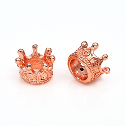 Rose Gold Alloy Beads, Crown, Large Hole Beads, Rose Gold, 10.5x7mm, Hole: 6mm