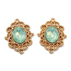 Turquoise Golden Plated Alloy Oval Connector Charms, with Plastic Imitation Opalite, Turquoise, 21.5x17.5x4mm, Hole: 1mm