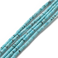 Dark Turquoise Synthetic Turquoise Heishi Beads Strands, Dyed, Flat Round/Disc, Dark Turquoise, 2.5x1.5~2.5mm, Hole: 0.7mm, about 287pcs/strand, 15.08''(38.3cm)