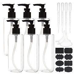 Clear DIY Kit, with Plastic Pump Press Bottles, Plastic Dropper, Funnel Hopper and Chalkboard Sticker Labels, Clear, 50x55mm, Hole: 4.5mm