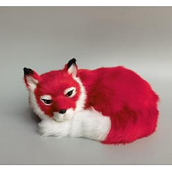 Crimson Faux Fur Simulation Fox Ornaments, Pretending Prop Decorations, Crimson, 80x190mm