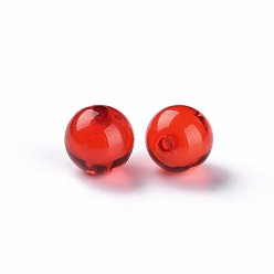 Red Transparent Acrylic Beads, Bead in Bead, Round, Red, 11.5x11mm, Hole: 2mm, about 520pcs/500g