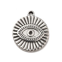 Stainless Steel Color 304 Stainless Steel Pendant Rhinestone Settings, Flat Round with Evil Eye, Stainless Steel Color, Fit for 1.6mm Rhinestone, 21.5x18.5x2mm, Hole: 2mm