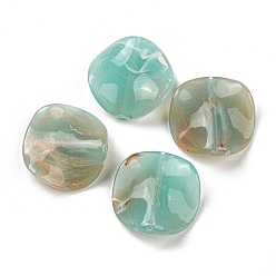 Turquoise Opaque Acrylic Beads, Wave Flat Round, Turquoise, 24x6mm, Hole: 1.8mm, about 255pcs/500g
