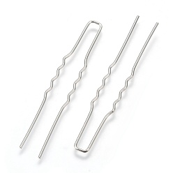 Platinum Hair Accessories Iron Hair Forks Findings, Platinum, 63x10x1mm