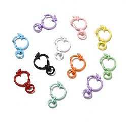 Mixed Color Apple Shaped Spray Painted Alloy Swivel Keychain Clasps, Keychain Clasp Findings, Mixed Color, 37.5x24x2.5~6mm, Inner Diameter: 8.5x4.5mm