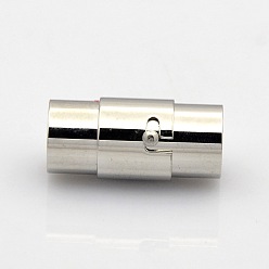 Stainless Steel Color Column 304 Stainless Steel Locking Tube Magnetic Clasps, Stainless Steel Color, 16x5mm, Hole: 3mm