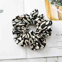 Black Leopard Print Pattern Cloth Elastic Hair Accessories, for Girls or Women, Scrunchie/Scrunchy Hair Ties, Black, 120mm